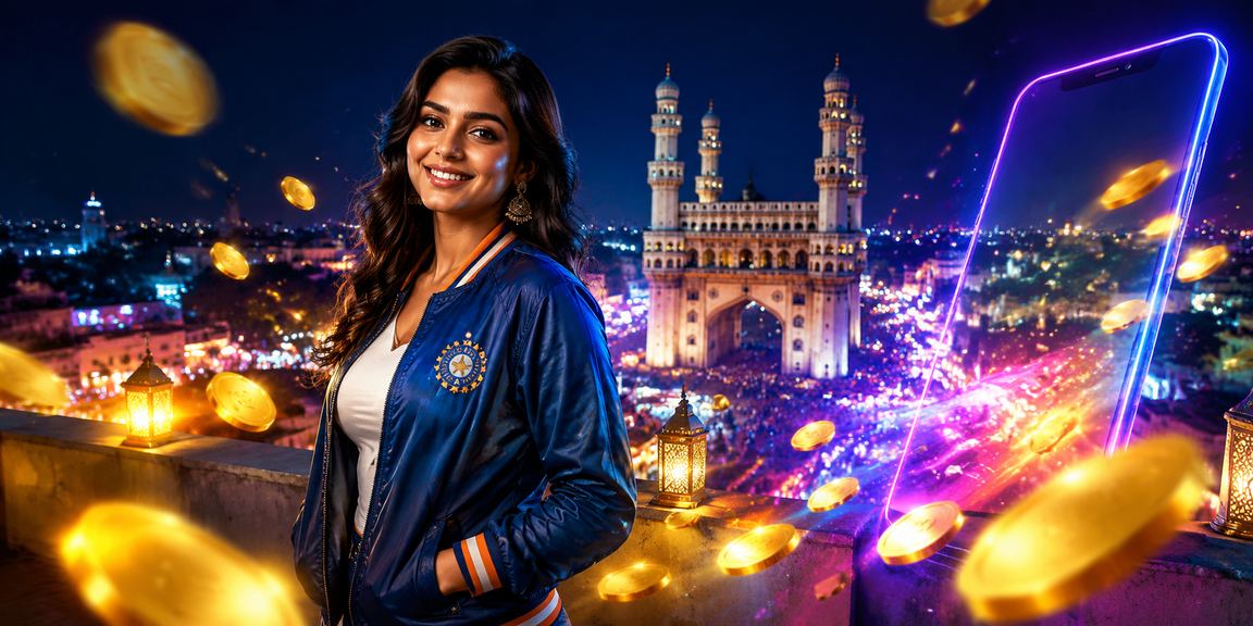 Slot gaming scene in Hyderabad near Charminar at night